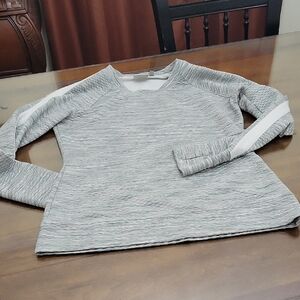 Athleta Gray and White Long Sleeve Top